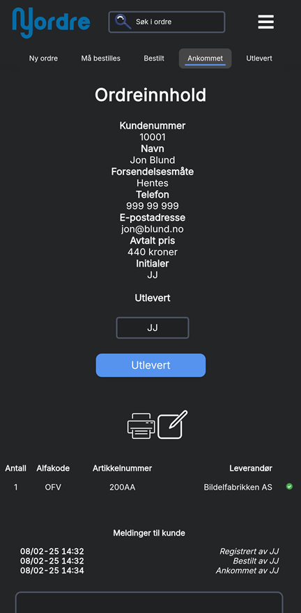 Marker som utlevert